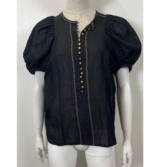 NATIVE VILLAGE BUTTON BLOUSE M